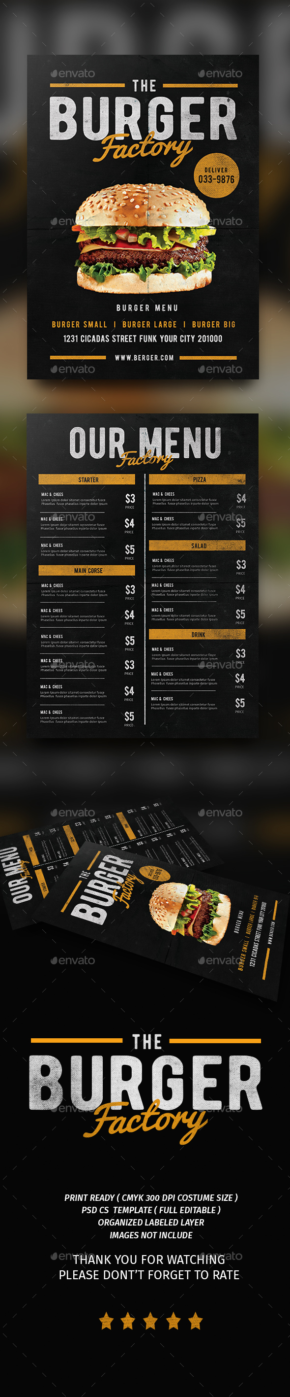 Burger Factory Menu Front by lilynthesweetpea GraphicRiver