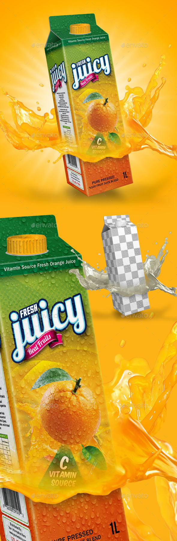 Fruit Juice Box Mockup - Food and Drink Packaging
