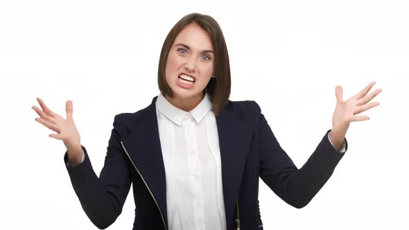 Portrait of Confident Woman 30s Wearing in Casual Emotionaly Demonstrating Size of Something Big or alt