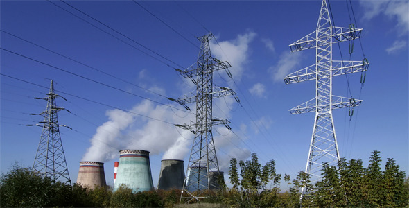 Power Station And High Voltage Pylons
