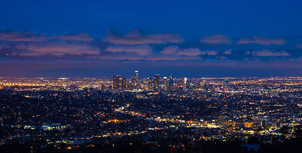 Downtown Los Angeles Pink Sunset, Stock Footage | VideoHive