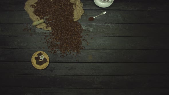 Coffee on Black Wooden Table