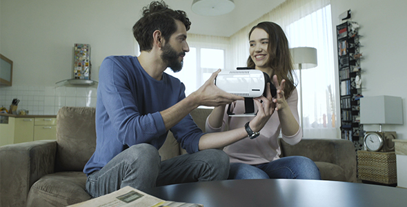 Couple Trying Virtual Reality Headset