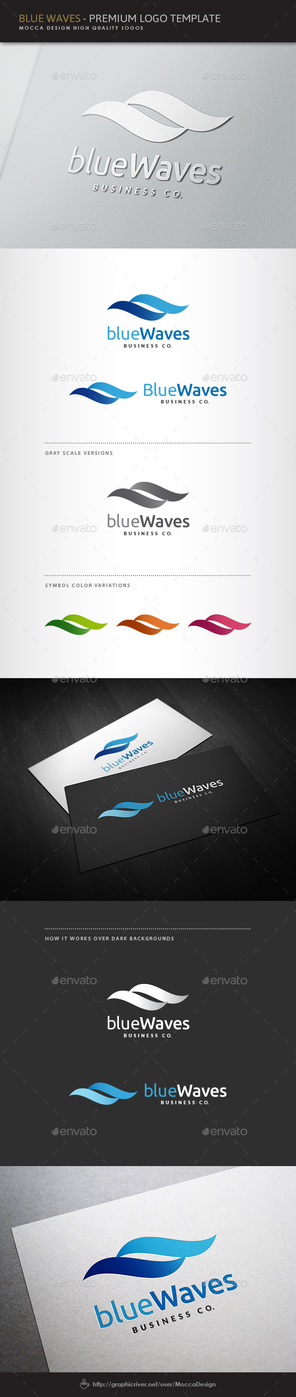 Blue Waves Logo - Nature Logo Templates