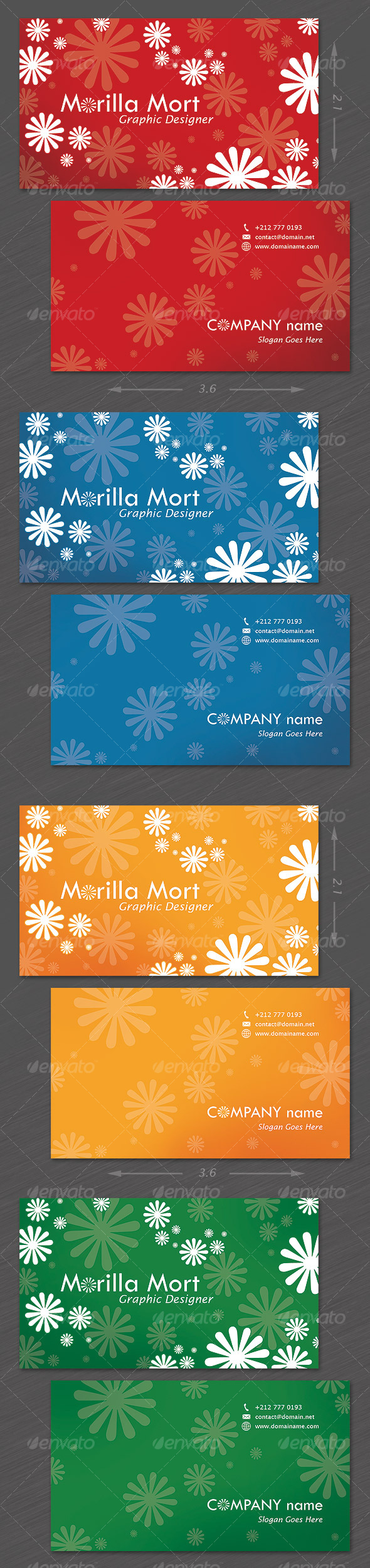 Delightful Personal Card - 4 colors - Retro/Vintage Business Cards