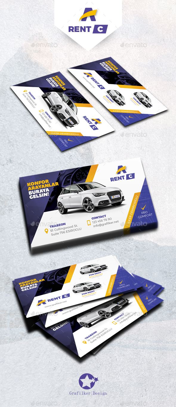 Rent A Car Business Card Templates by grafilker GraphicRiver