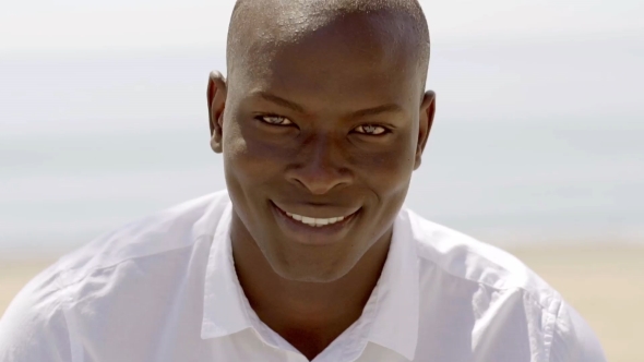  Of Smiling Black Male Model In White alt