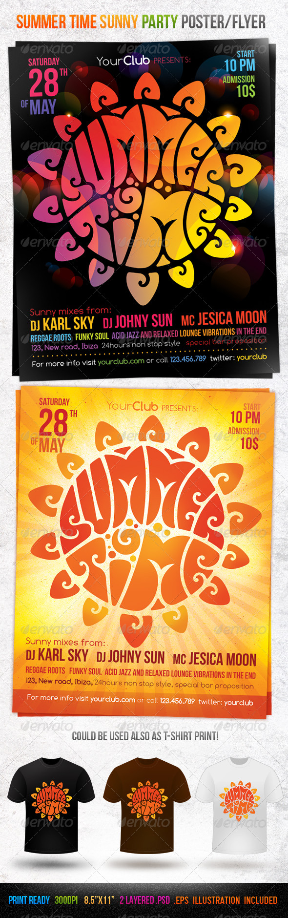 Summer Time Sunny Party Poster/Flyer - Clubs & Parties Events