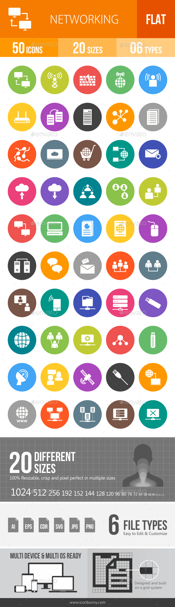 Networking Flat Round Icons - Icons