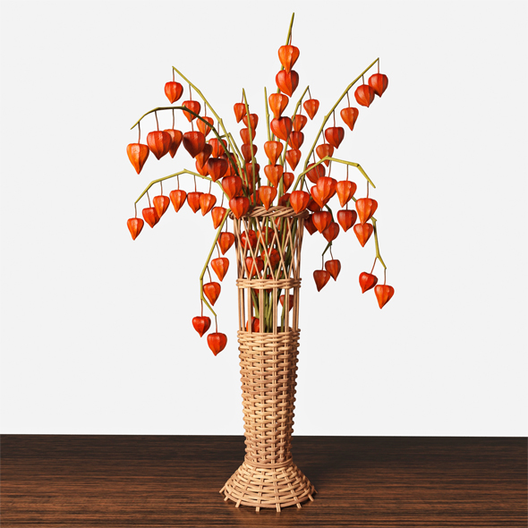 Wicker vase with - 3Docean 16262641