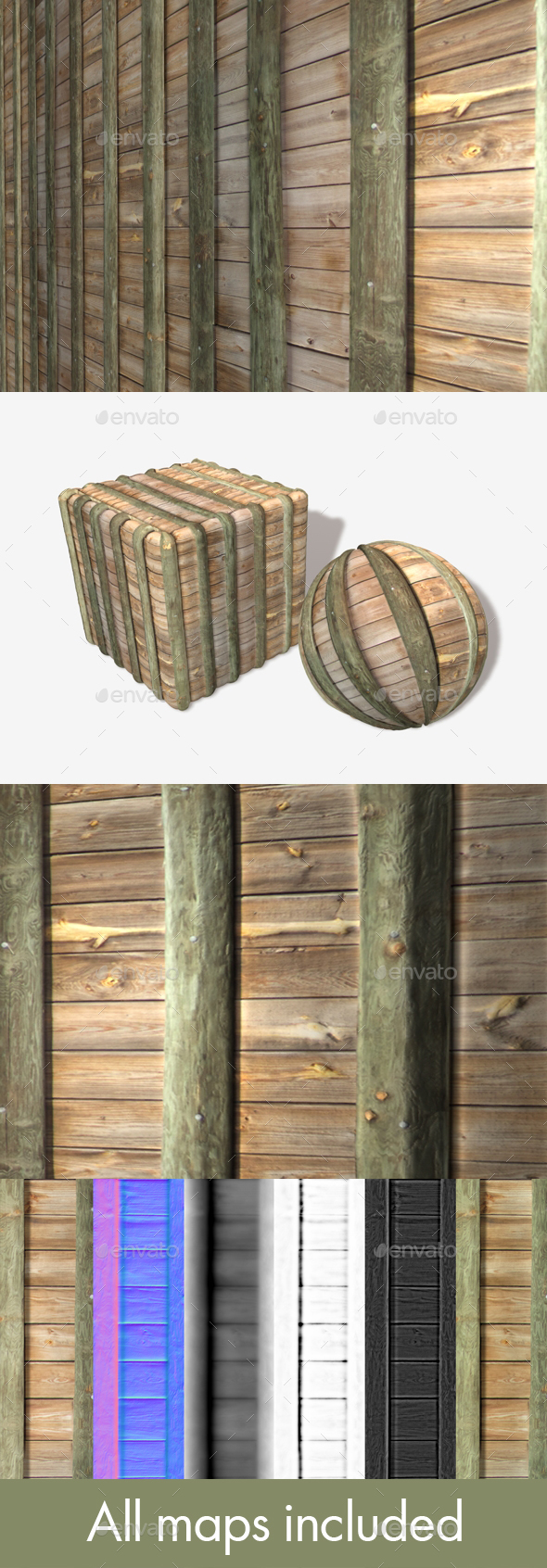 Wooden Barrier Wall - 3Docean 16267613