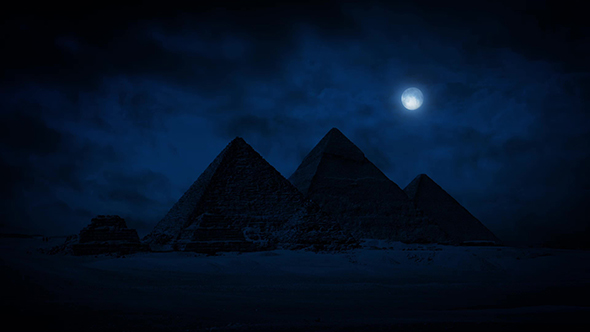 Pyramids At Night With Moon Above, Motion Graphics | VideoHive