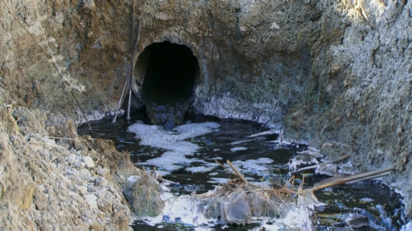 Leakage Of Toxic Wastes Pouring Out Of Pipe