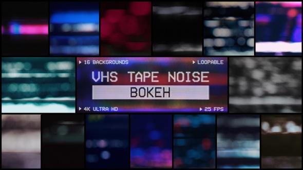 VHS Tape Noise Bokeh Pack 4K