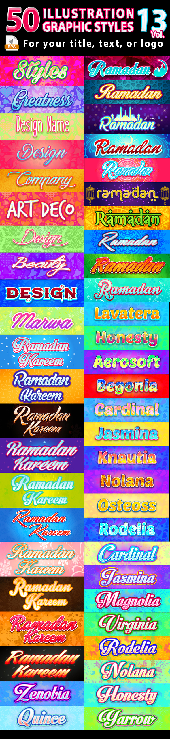 50 Illustrator Graphic Styles Vol.13 - Styles Illustrator