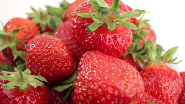Fresh, Ripe, Juicy Strawberries Rotate.