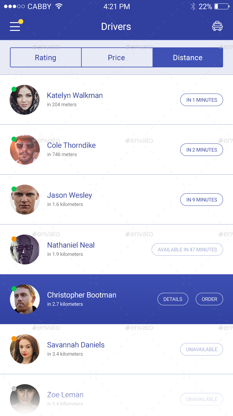 Cabby Driver Cabby — Taxi Service Mobile App UI, Web Elements | GraphicRiver