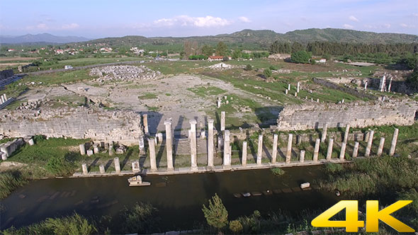 Historical Ruins Drone Cam. Izmir, Turkey