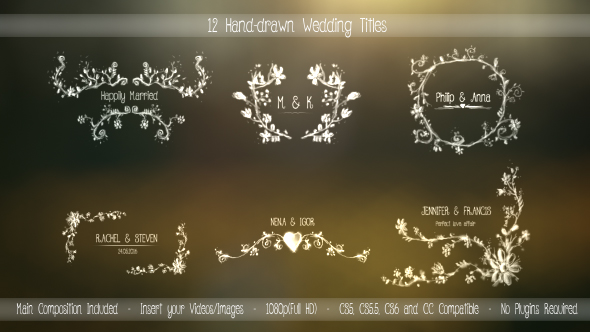 12 Hand-Drawn Wedding Titles