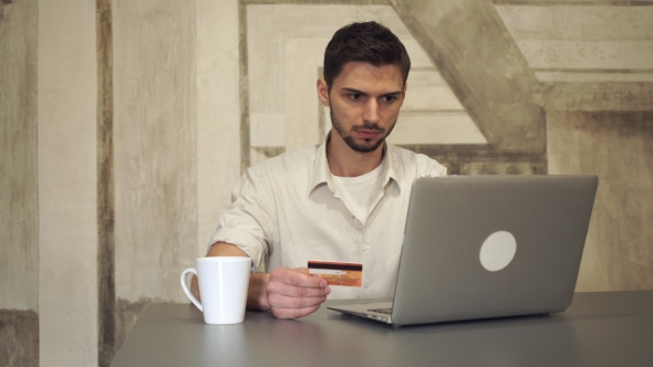 Mixed Race Businessman Online Banking. alt