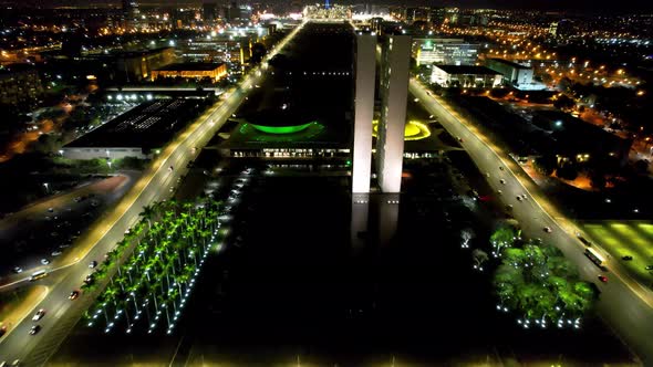 Aerial landscape of landmark country brazilian capital. Downtown Brasilia Brazil. alt