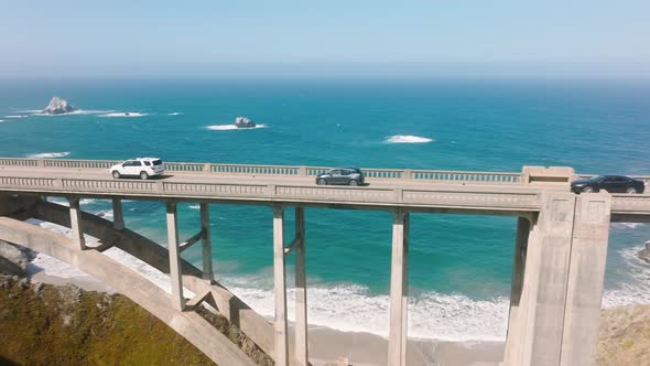 Self Driving Autonomous Cars on Bridge with Radar Technology Scanning Distance alt