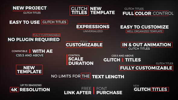 Glitch Titles Video Displays template preview