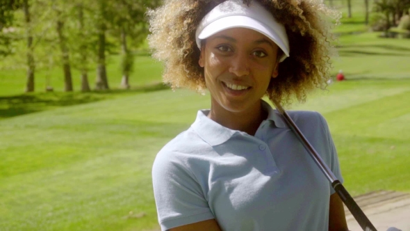 Pretty Young African American Golfer, Stock Footage | VideoHive