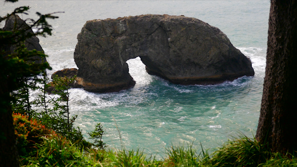 Waves at Arch Rock on The Coast of Oregon