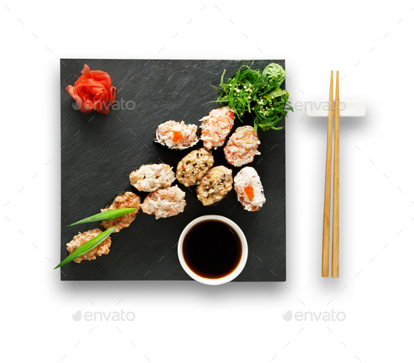 Set of sushi gunkans isolated at white. - Stock Photo - Images