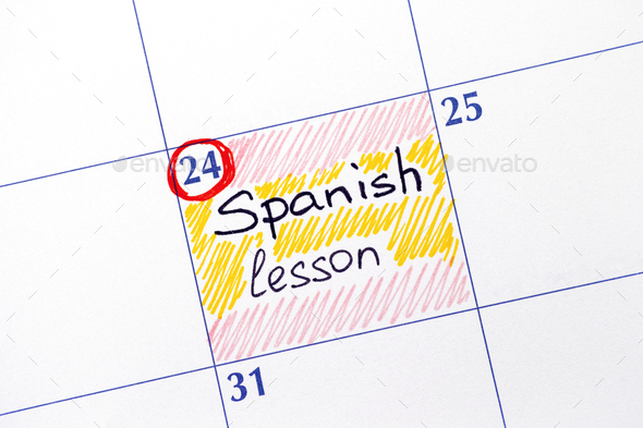 Reminder Spanish lesson in calendar