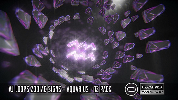 VJ Loops Zodiac Signs - Aquarius - 12 Pack