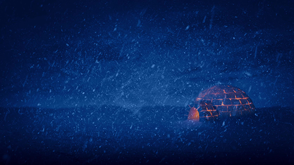 Igloo Lit Up On Stormy Night alt