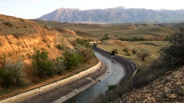 Large Irrigation Canal in Kazakhstan