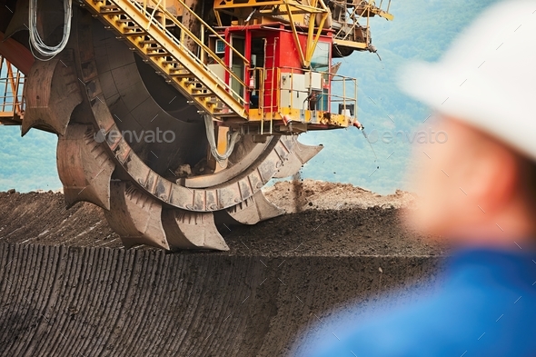 Coal mining in an open pit - Stock Photo - Images
