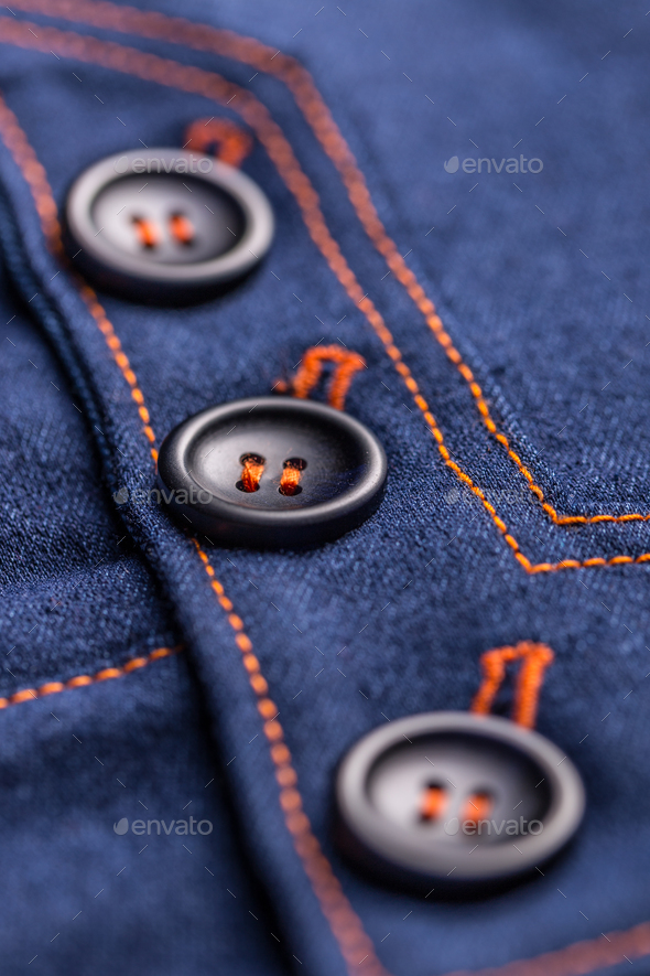Buttons on denim skirt - Stock Photo - Images