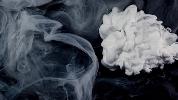 Abstract Black and White Cloud Background with Watercolor or Acrylic Paint alt