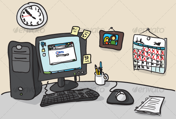 Hand-drawn Desk Illustration - Man-made Objects Objects