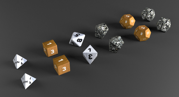 6+6 RPG D&D dice set/collection (UV Mapped, Textured) - 3DOcean Item for Sale