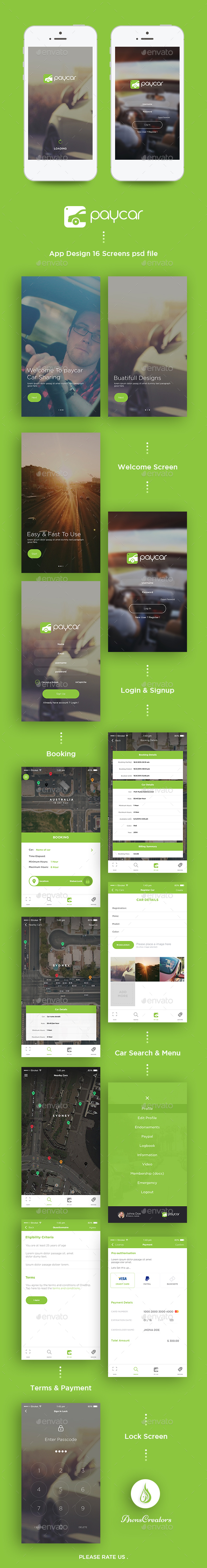 Paycar App UI Kit, Web Elements | GraphicRiver