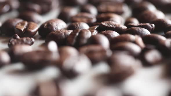 Focusing on a Coffee beans on a table