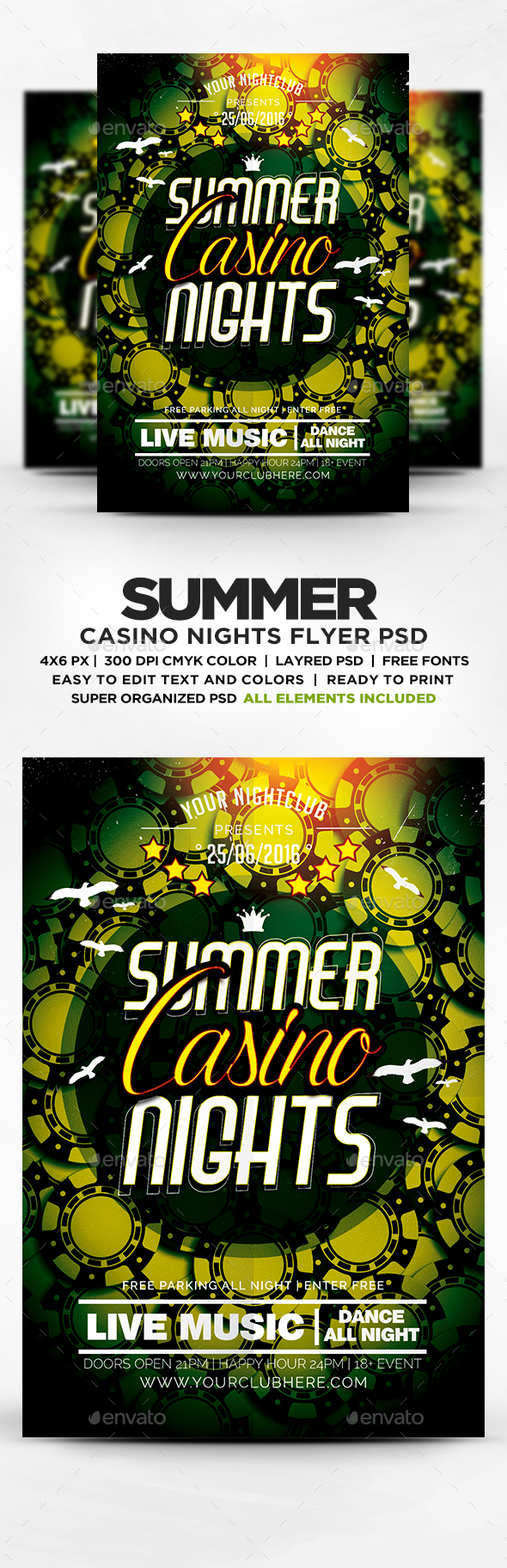 Casino Nights Flyer Template PSD