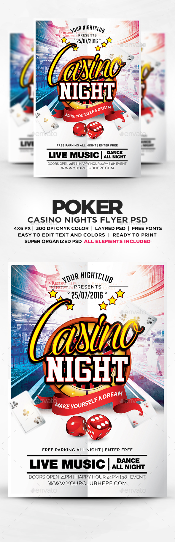 Casino Night Flyer Template PSD