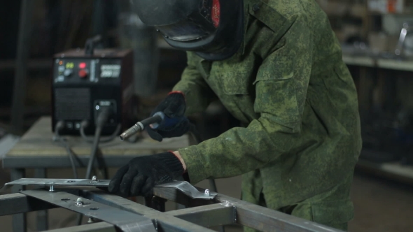 Welder At Work In Metal Industry