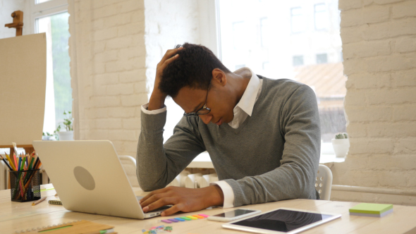 Task Failure, Reaction by Unsuccessful Creative Black Man alt