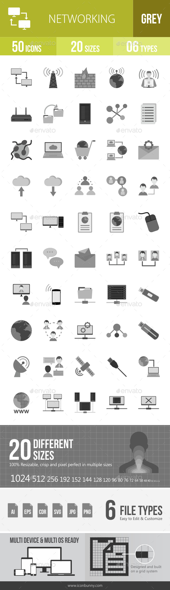 Networking Greyscale Icons - Icons