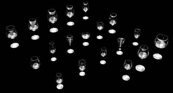 19 wine glasses (red wine, flute, sherry, porto, madera, bordeaux, pinot noir, burgundy, ...) - 3DOcean Item for Sale