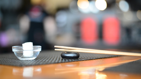 Refreshing Napkin And Chopsticks In Japanese Restaurant