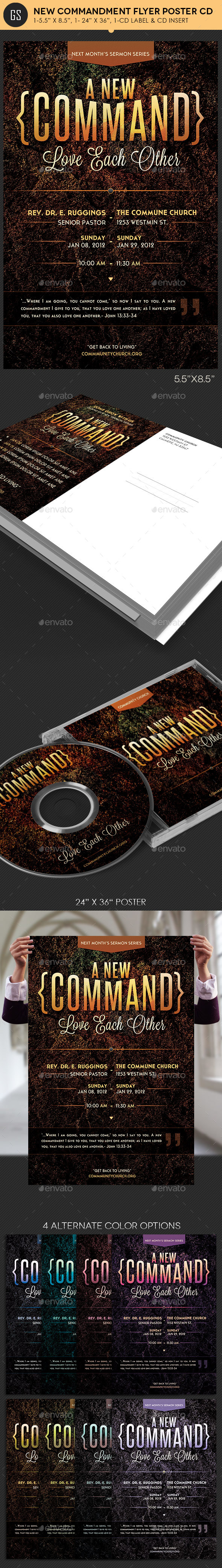 New Commandment Flyer Poster CD Template - Church Flyers
