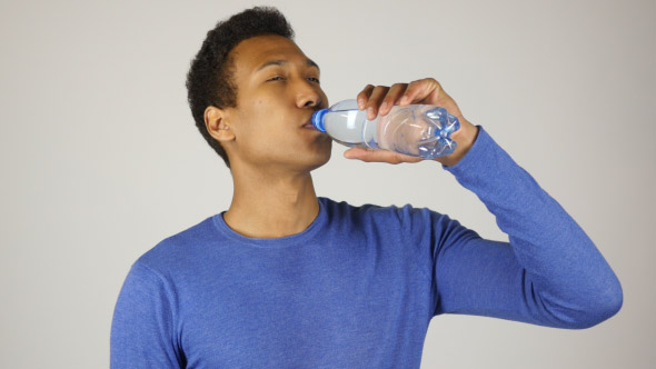 Drinking Water from Bottle, Thirsty Man alt